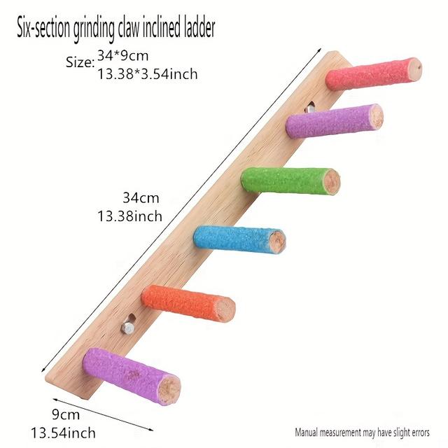 TEMU Bird Claw Grinding Perch Ladder For Parrots - Wood Climbing Toy For Cage