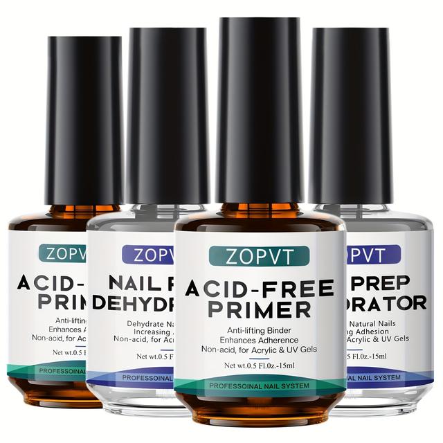 TEMU Prep Dehydrator And Acid- Coat, Gel Nail Polish, Polymer Gel, Diy Manicure Kit For Any Gels, Acrylic Powder Basic Set