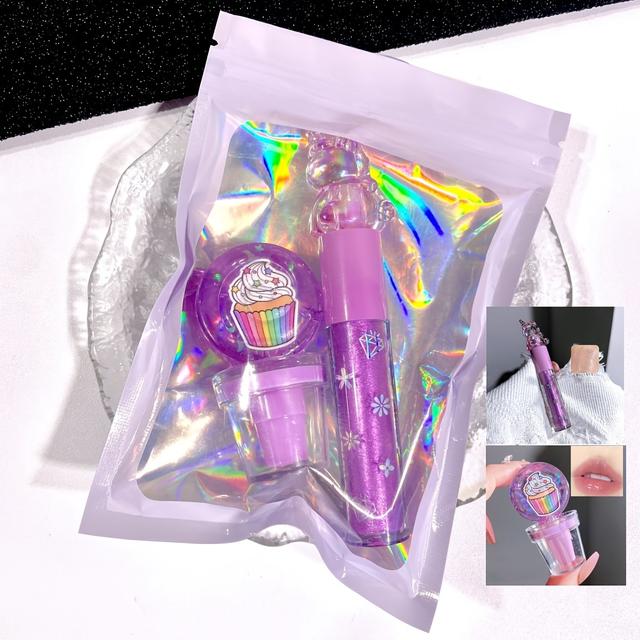TEMU Set de 2 bolsas de regalo de labial de gelatina de caramelo de dibujos animados + labial de unicornio