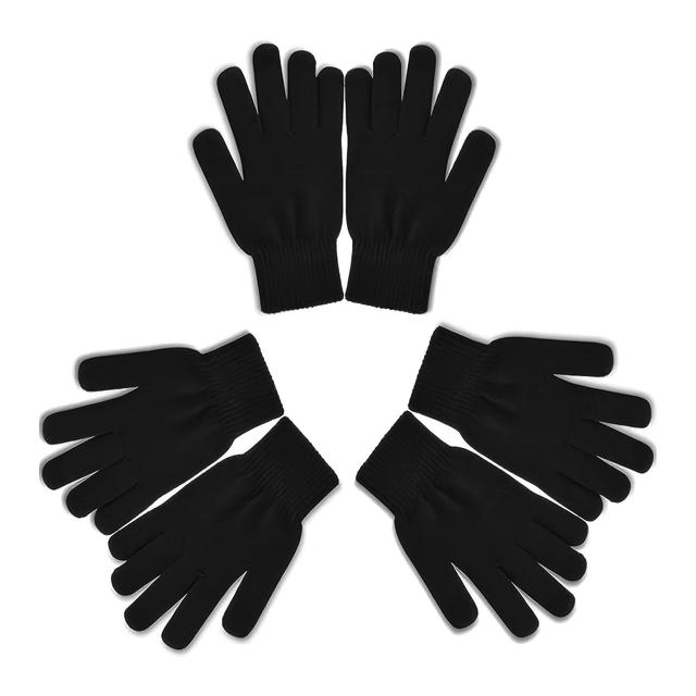 TEMU 3 pary/6 par czarnych rękawic termicznych dla kobiet i mężczyzn na jesień i zimę.
