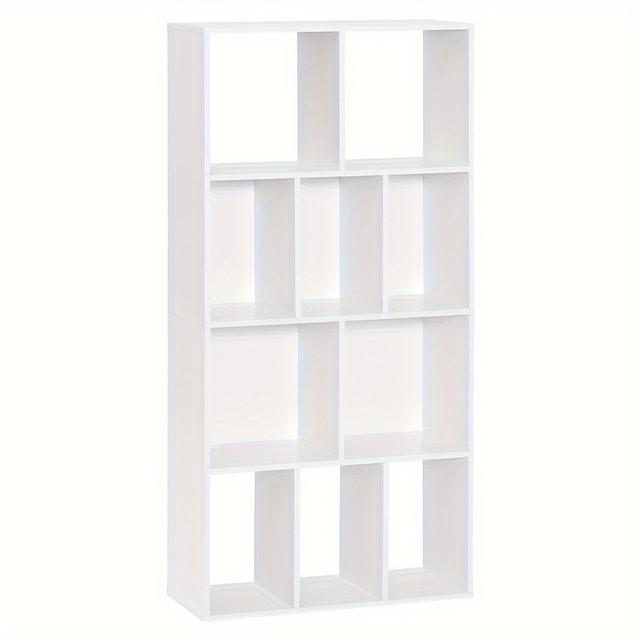 TEMU 1pc 4-layer Bookcase With 10 Compartments, Suitable For Living Room, Kitchen, Office, With Protection Standing Shelf, As Room , File Cabinet, Dvd Rack, 60x120x20cm, Material, White