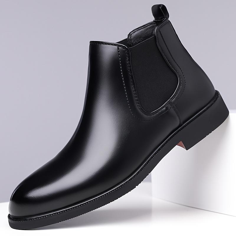 TEMU Men's Autumn Winter High-top Anti-slip Business Casual Boots, Shoes With Elastic Lace Design