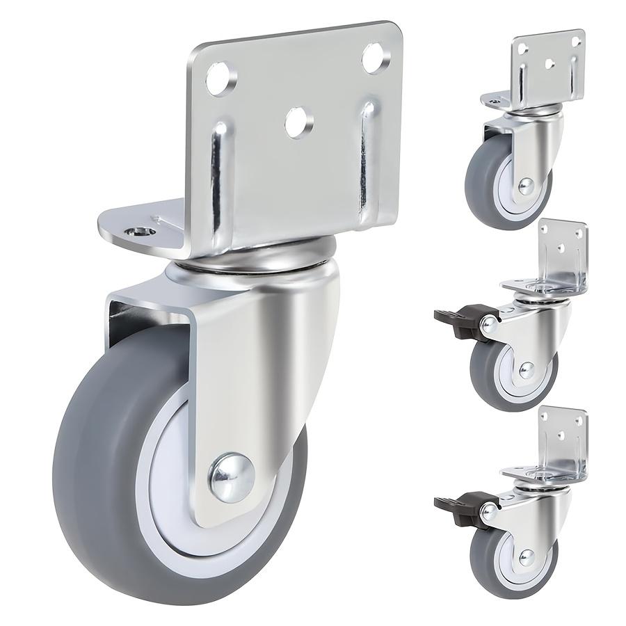 TEMU 4pcs Set, 2-inch Side-mounted Casters, L-shaped Base Plate, Tpr Rubber Wheels, 360-degree Plate Swivel Casters With Bearings, Furniture Casters, Workbench