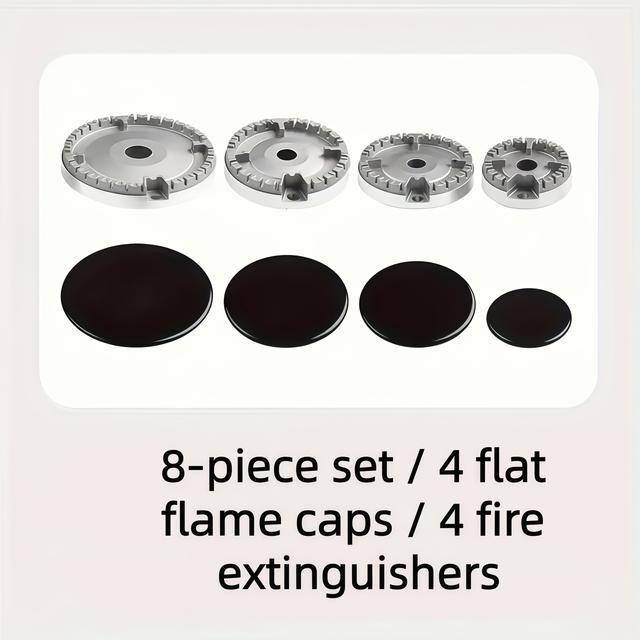 TEMU 4/8pcs Set. Metal Gas Stove Burner Cover Set - Durable Cast Iron Replacement - High Quality, Durable And Easy To Clean, Suitable For Home Kitchen Use