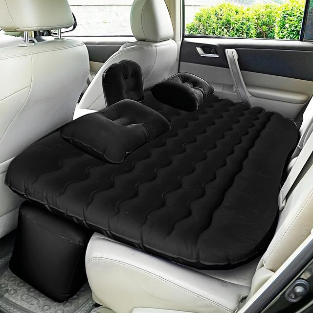 TEMU 1pc Inflatable Mattress Car Back Seat Mattress With Pillow Outdoor Camping Sleeping Pad For Rv Travel