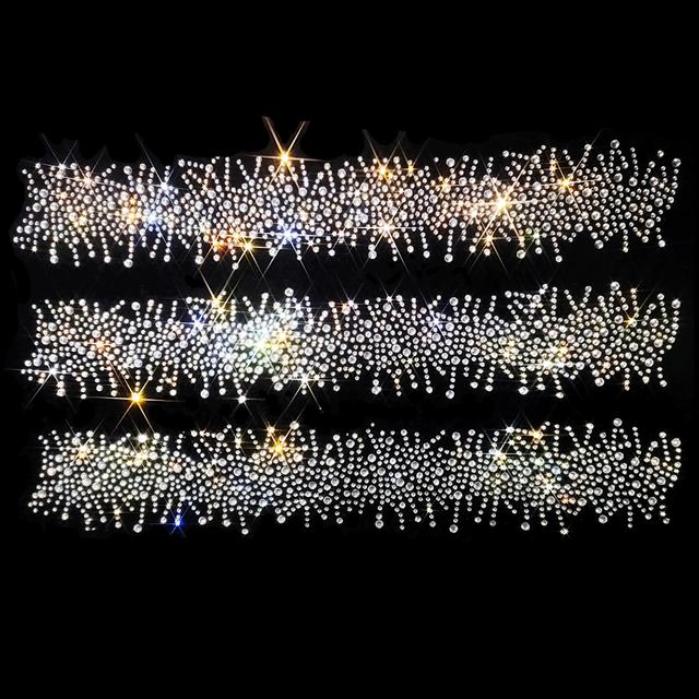 TEMU 3pcs/1sheet-31.5cm Hotfix Crystal Rhinestones, Glitter Hotfix Rhinestone Polka Dot Pattern Crystal 290x90x1.5mm, -on Patch For Clothing, Bags & Fabric Decor