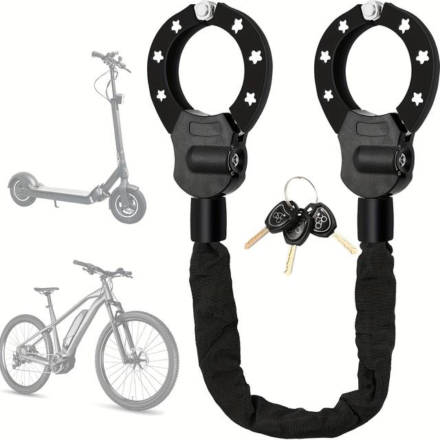 TEMU Fahrradschloss, Elektroroller-Schloss, Fahrradschloss mit Schlüssel, Hochsicherheitsschloss, Diebstahlgeschütztes Schloss für E-Scooter/E-Bikes/Motorräder, 93 cm Länge, 3 Schlüssel inklusive