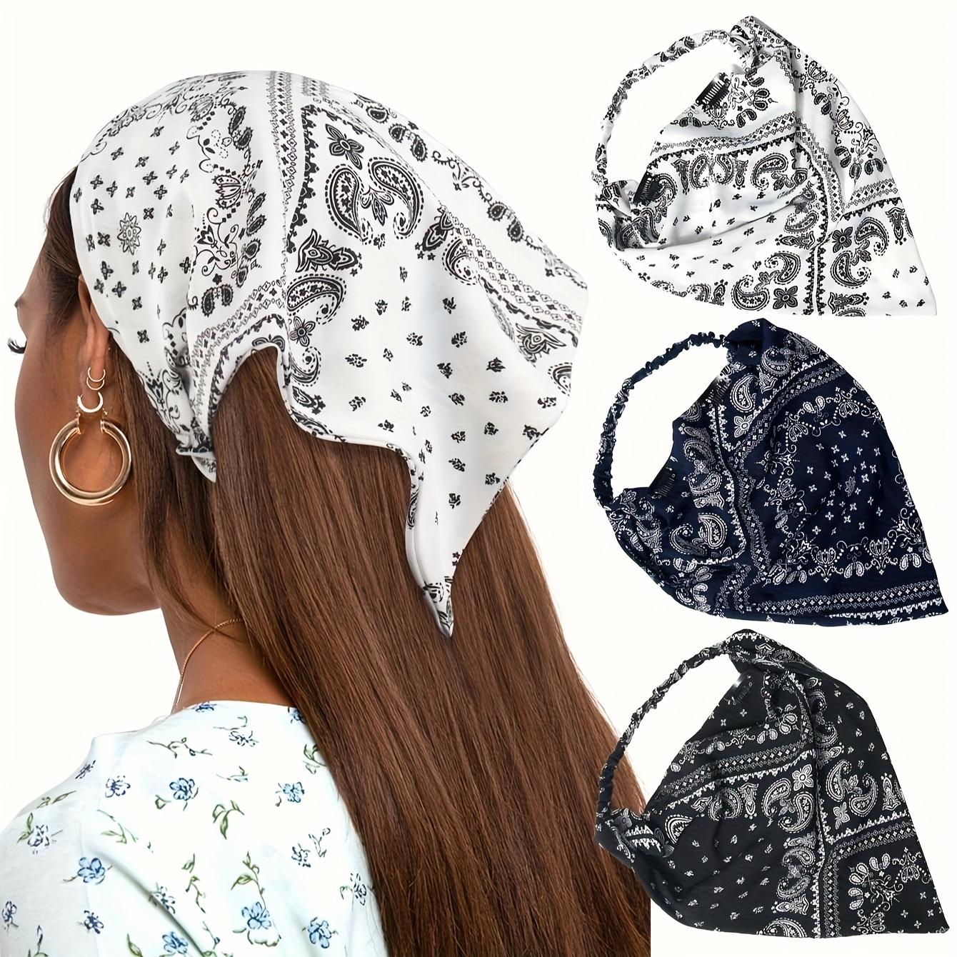 TEMU 3/6pcs Women' Navy Blue Hairband Sweet Triangle Scarf Suitable For Daily Matching