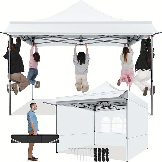 TEMU 3x3m Pop-up-Zelt mit 3 abnehmbaren Seitenwänden, 3 Höhenstellungen, inkl. Tragetasche – ideal für Marktstände, Camping, Grillpartys & Straßenblumenläden
