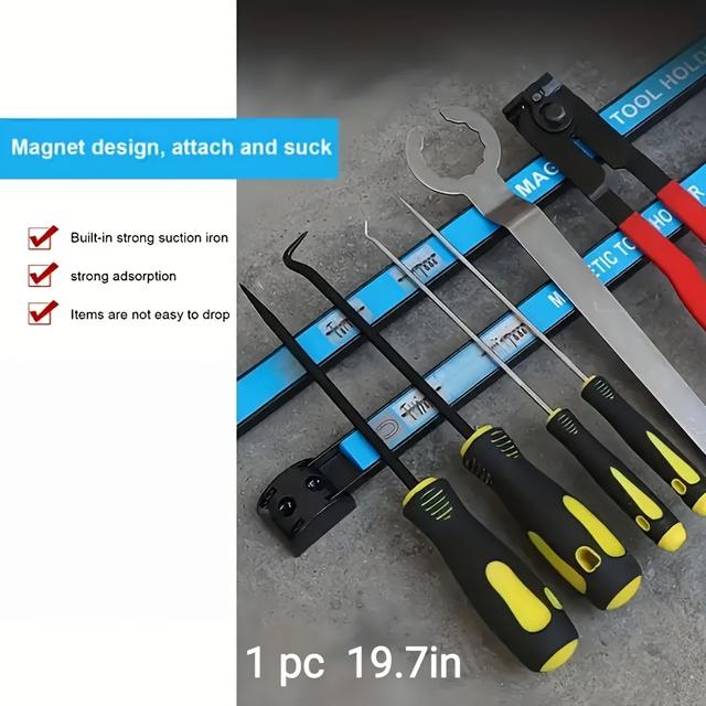 TEMU 18/12/8-calowe Magnetyczne Paski do Przechowywania Narzędzi, Organizer do Garażu ze Stali Nierdzewnej z Niebieskimi Oznaczeniami, Łatwy Montaż dla Narzędzi Ręcznych, Śrubokrętów i Kluczy