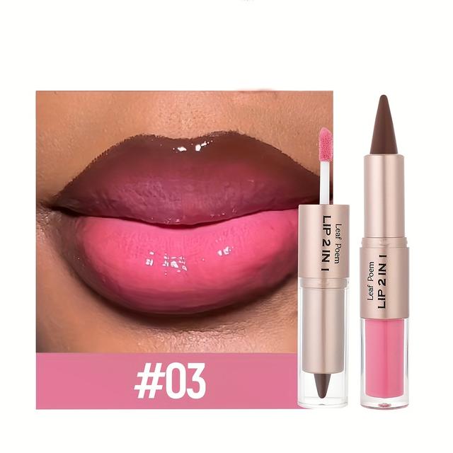TEMU Lipstick Lip Gloss, Double-head -one Makeup, Matte Line Lipstick, Mirror Lip Gloss, Lip Glaze, With A Makeup Effect, Perfect For A Perfect Gift