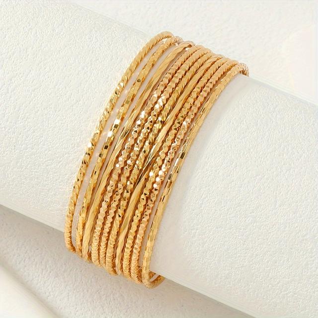 TEMU 10 Middle Eastern Wedding Jewelry Thin Stacked Copper Bracelets Elegant Gift, Weighing 42.5 Grams
