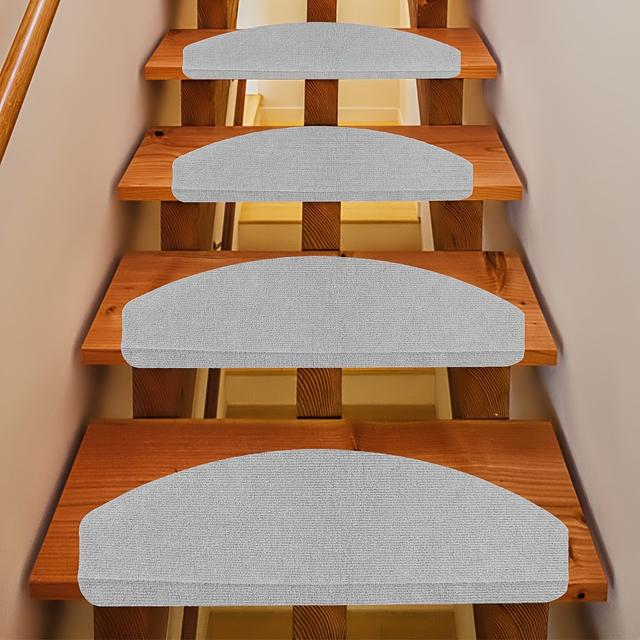 TEMU 15 Pack Self-adhesive Stair Treads, 65x21cm Non-slip Carpet Stair Treads For Indoor Wooden Steps, Made Of Polyester And Reusable Adhesive, Soft Edging Stair Rugs Stair Runner (grey)