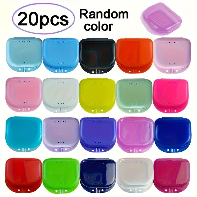 TEMU 10/20pcs Portable Breathable Denture Case With Sealing Lid, Durable Plastic Retainer Storage Box For Daily Use And Travel, In 20 Colors