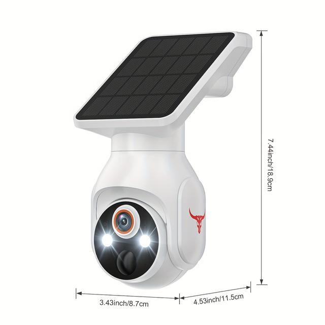 TEMU Outdoor Wireless Solar Security Camera. 1080p Battery-operated Wi-fi Monitoring Featuring Human Detection, Color Night Vision, 2.4 Ghz Wi-fi, Live Streaming, Storage