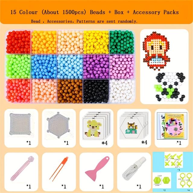 TEMU 1500pcs 5mm Magic Beading Kits, Water Beads Jewelry Kit Used To Create Shapes Of Patterns And Models, A For Birthday Gifts