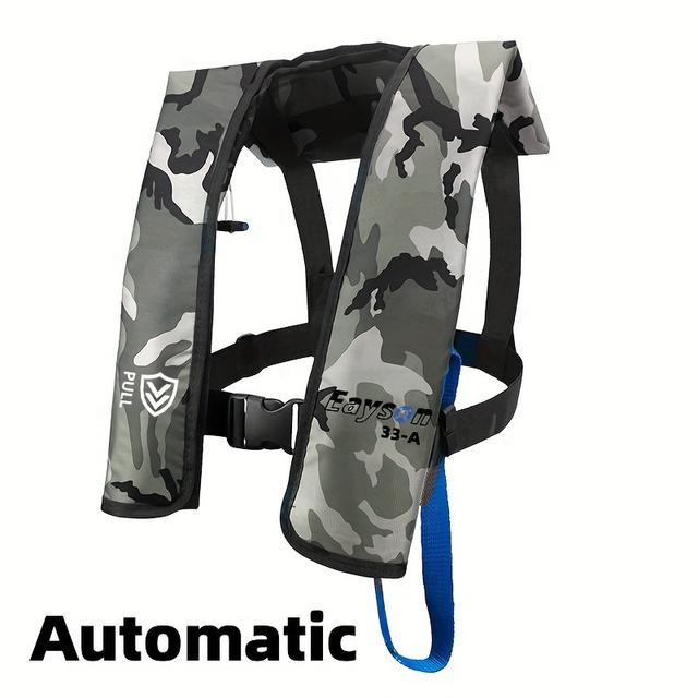 TEMU Automatic Inflatable Life Jacket (es607 White Camouflage), Gear, Camouflage Design, Durable , Emergency Flotation, Outdoor Gear, Highquality Material, Personal Flotation Device,