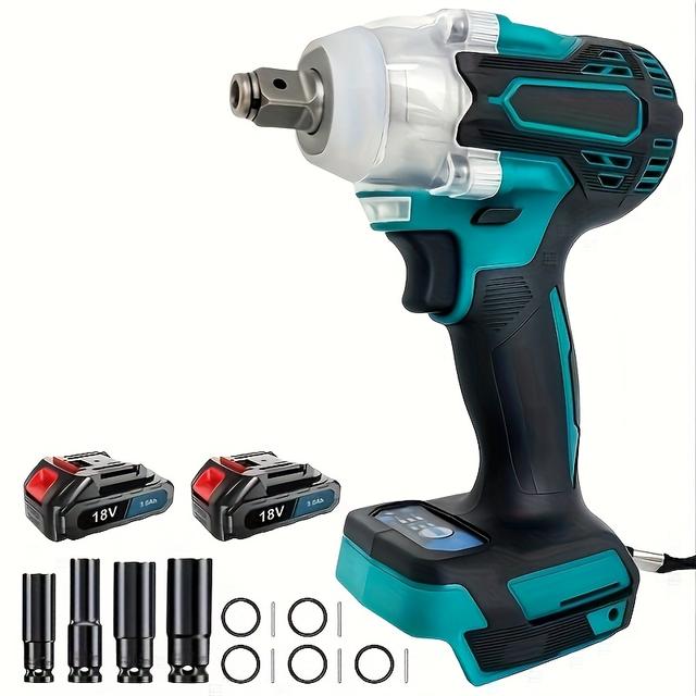 TEMU Cordless Impact Wrench, 700 Nm 1/2" Brushless Impact Wrench, With 2x3.0ah Batteries Electric Wrench Driver For Car Tires, Scaffolding, Assembly And Manufacturing