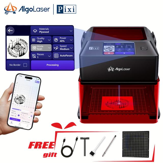 TEMU AlgoLaser 3W Lasergravierer (Kombi-Set: Wabenplatte + Kapazitiver Stift) – Mit umfangreicher integrierter Designbibliothek, einfacher Bedienung Unterstützung für Zeichnen & -Gravur