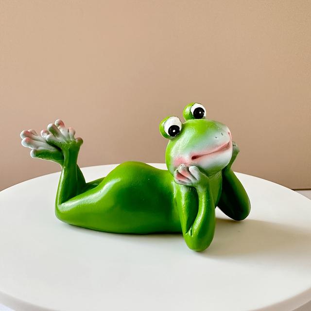 TEMU 1pc Realistic Outdoor/ Frog Statue - Resin Garden Sculpture With Sitting Jumping Frog Poses Suitable For Lawn,, Tabletop Decor - Cute Animal Figurine