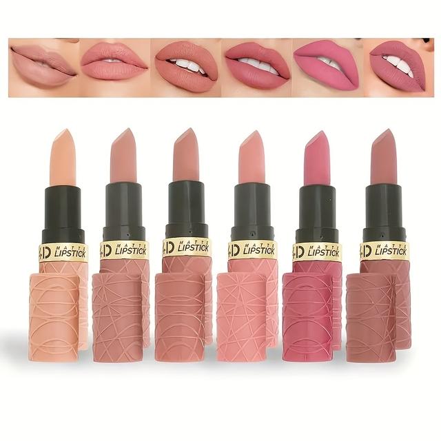 TEMU 6pcs 12 Colors Matte Lipstick Makeup Set, Long-lasting Wear, Cup, Waterproof Water-resistant And Sweat-proof, Not Fade, Moisturizing Lip Gloss, Women Gifts/valentine Gifts/mothers Mama Gift