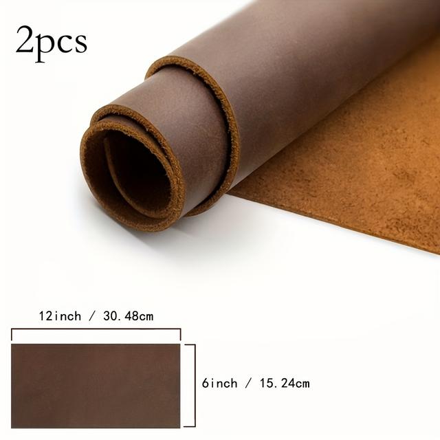 TEMU 천연 상단 레이어 소가죽으로 제작된 풀 그레인 크레이지 호스 가죽 2개입. 두께는 1.8-2.1mm이며, 가죽 공예 애호가를 위해 특별히 디자인되었습니다. 책 커버를 포함한 다양한 수제 가죽 공예에 적합합니다.