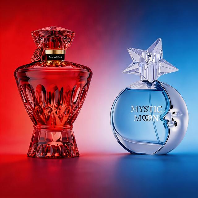 TEMU 2pcs Blue Moon & Ruby Dual Perfume Gift Set | 50ml Edp + 75ml Blackcurrant Rose Fruity Edp | Long-lasting, Ideal For Valentine's Day & Gifting