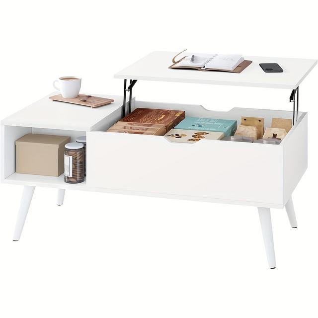 TEMU Mesa de café ajustable , mesa de salón con de almacenamiento, mesa auxiliar de sofá, (43-57) X 50 Cm