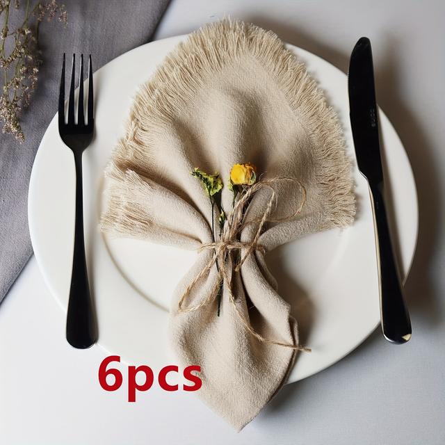 TEMU 6er-Set Juteservietten, 18x18 Zoll, Tischdeko