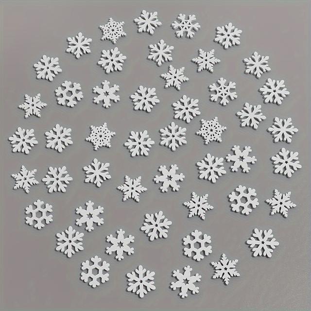 TEMU 50pcs White Wooden Snowflake Ornaments - Diy Christmas & Winter Decorations, Versatile Craft Supplies For Holiday Parties & Home Decor