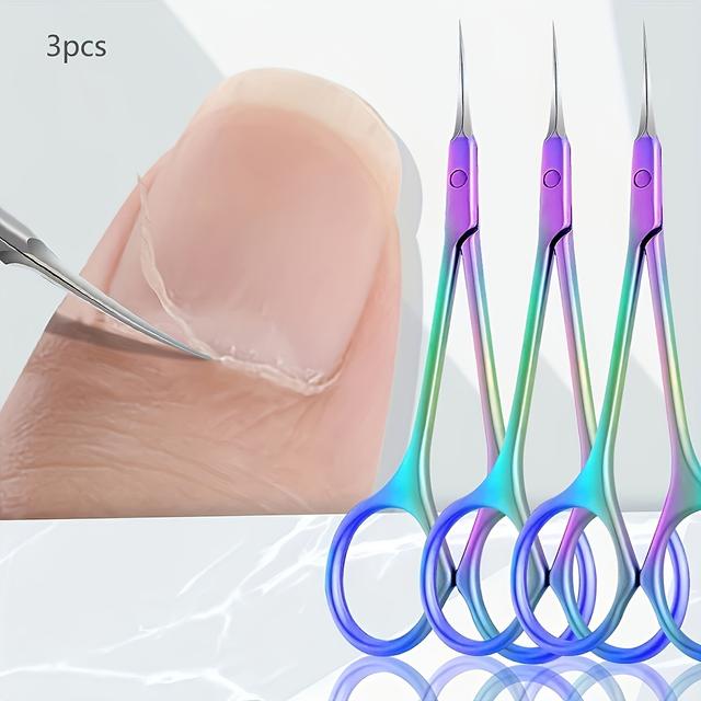 TEMU 3pcs, Precision Stainless Steel Scissors, Unisex Dead Skin Scissors, Multi Tool With Easy-to-grip Handle And Sharp Tip, Suitable For , Eyebrow Trimming, And Eyelashes, Removes Dead Skin Odorless