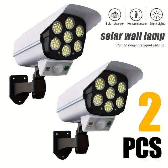 TEMU 2pcs 6500k 77 Led Solar Wall Light, Outdoor Solar Garden Wall Lights With 3 Lighting , Motion Sensor Solar Security Lights For Garden Decoration, Street, Porch, Yard