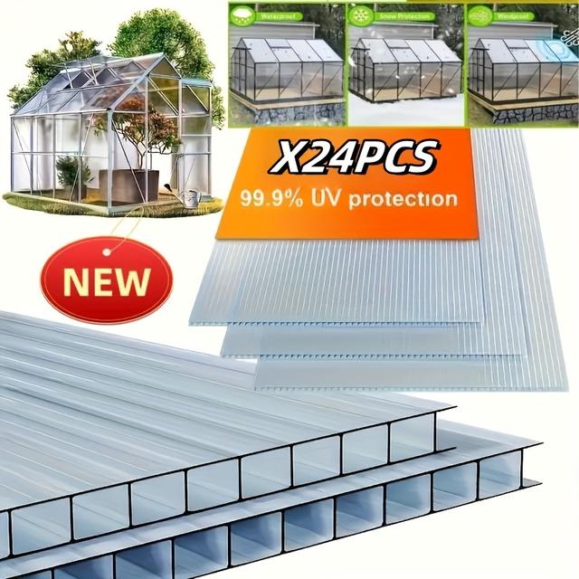TEMU 2'x4' Doppelschichtiges Polycarbonat-Panel | UV-Schutz, wasserdichtes transparentes Blatt für Gewächshäuser und Pflanzenschutz im Freien, verbesserte Dachnutzung, 4MM Dick