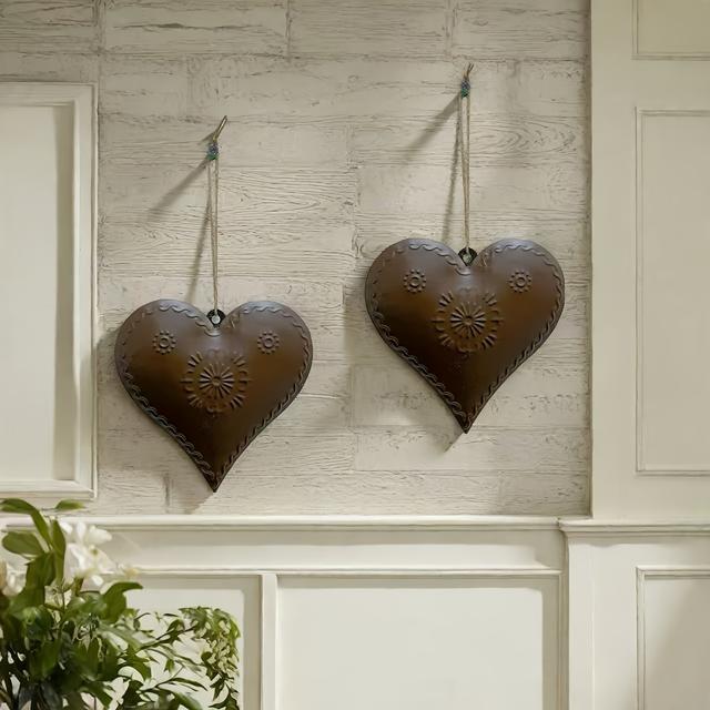 TEMU Set von 2 Eisenkunst-Herz-Wanddekorationen