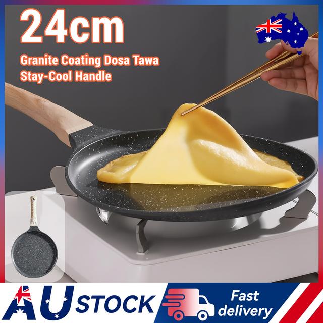 TEMU Nonstick Pan - 24cm Pancake Pan With Coating, With Stay- And Bamboo Spreader For Gas/ Electric/ Induction Stovetop