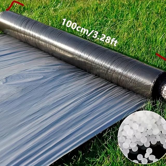 TEMU Silvery Black Dual-color Mulch Film Reflective Plastic Film Planting Plastic Film Garden Vegetable Garden Thermal Insulation Moisture Thickened Weed Barrier Mulch Film, Heavy-duty Weed Barrier