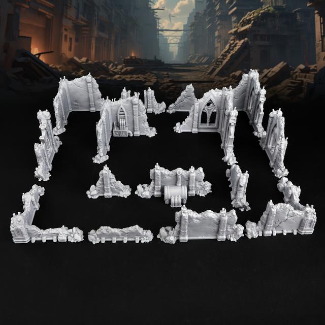 TEMU 15pcs Ruins Of Terrain Set – Post-apocalyptic Rpg Scenery For 25-28mm Miniatures – For Tabletop Ttrpg Role Playing Games