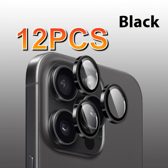 TEMU 12pcs Of Metal Lens Film Suitable For For Iphone 16 Series, Including 16 Pro And 16 Pro Max, Rear Camera Protective Film, Original Colors, 9h Hardness, 3d Tempered Glass Camera Lens Film