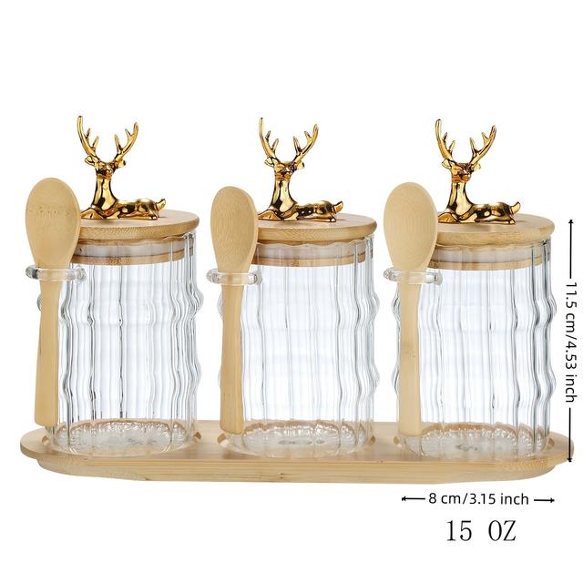TEMU 3pcs Glass Cookie Jar, Kitchen And Dining Storage Jar, Tea Jar, Candy Jar, Milk Powder Jar, , Coffee Jar, Cat Food, Dog Food Jar