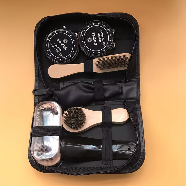 TEMU Zestaw do Czyszczenia Butów 7w1 - Czarny i Neutralny, 7-calowy