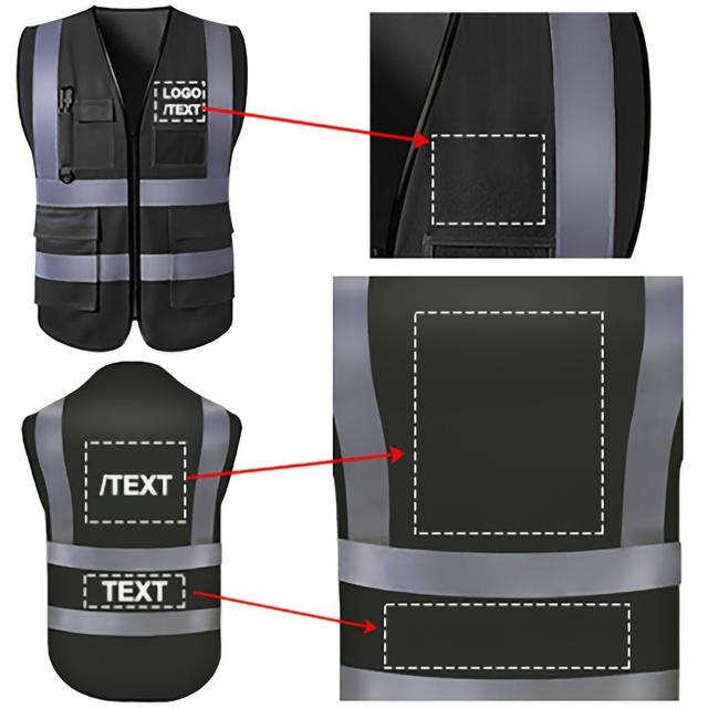 TEMU Customizable Reflective Safety Vest With Zipper, Suitable For Construction And Warehouse Workers, Durable Polyester Fabric, Unisex
