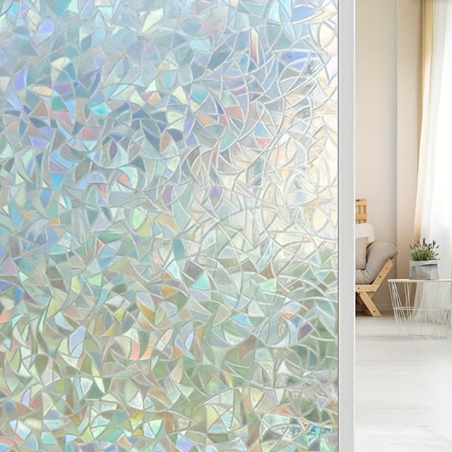 TEMU 세트 3D 무지개 창막 필름, 정적 전기 흡수 유리 커버, 태양광 및 열을 효과적으로 차단, 사생활 보호, 가정 사무실 등 다양한 시나리오에 적합, 설치 도구 포함