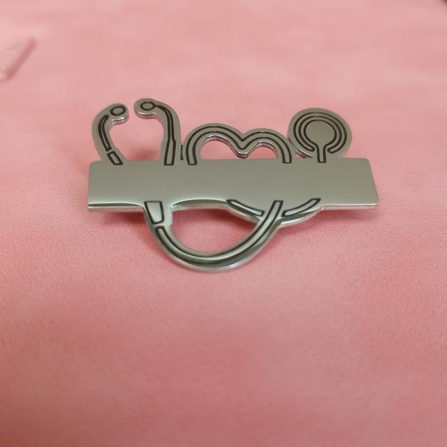 TEMU Custom Stainless Steel Brooch For Women, Personalized Doctor Nurse Stethoscope Brooch, Holiday Gift For Doctors And Nurses, Customized Brooch For Women