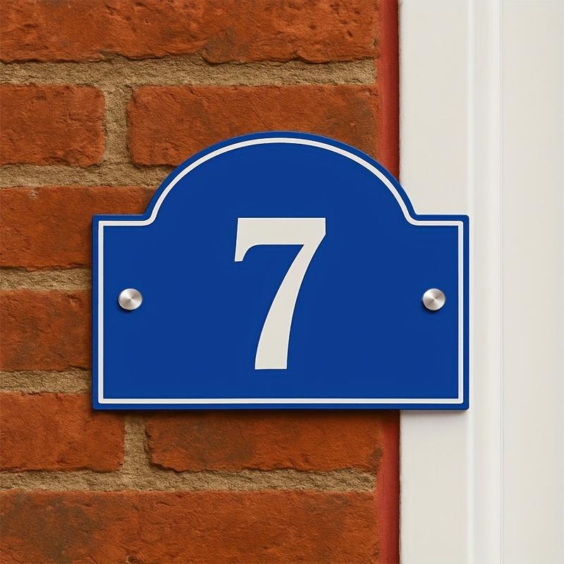 TEMU Personalized Door Number Curved Wall Panel - Personalized Designed Door Number, Durable Uv Printed Acrylic Outdoor Entrance Sign, Suitable For Home, Apartment Or Commercial Signage