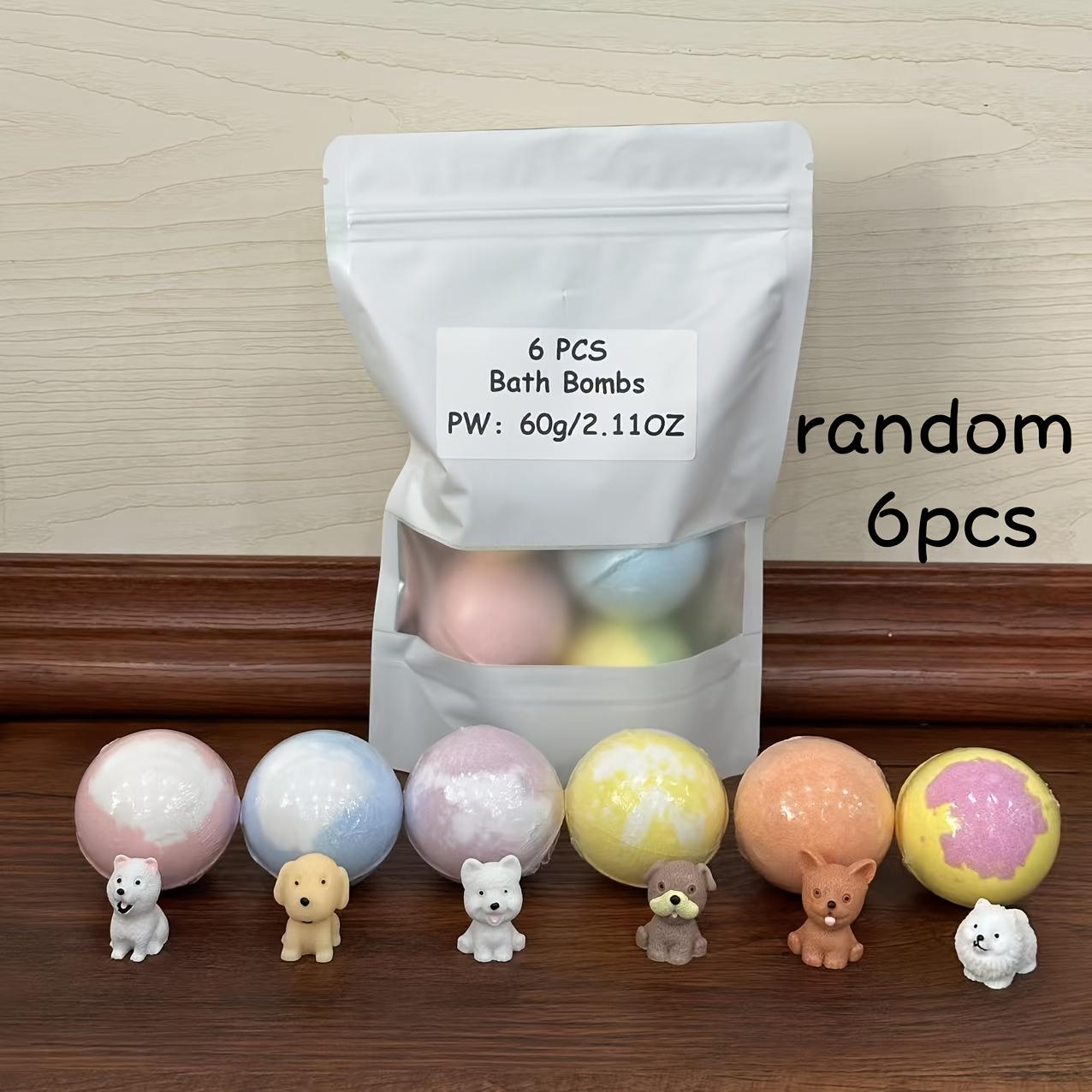 TEMU Random 4/6 Bath Salt Balls Contain Puppy Toys, , Bath Balls With Surprises, , Bubble Bath Salt Ball Gift Bag