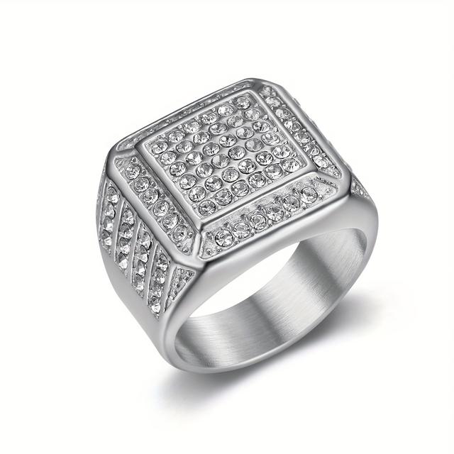 TEMU 1 Piece Of 316l 316l Stainless Steel Ring In Hip Hop Style, Elegantly With, Perfect As A Gift For Men Or , A Trendy Piece Of Jewelry