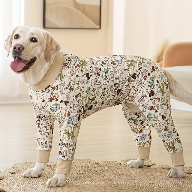 TEMU Dog Pajama, All Over Printing For Large Dogs Soft Material Stretchable Dog Pajamas, Onesie Dog Apparel Christmas Gift