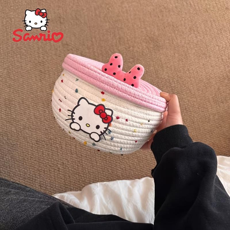 TEMU 1 Cesta de Almacenamiento Rosa de Hello Kitty - de Almacenamiento Decorativa de Gran Capacidad con y Diseño de Dibujos Animados para Escritorio