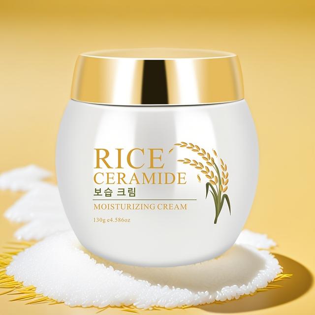 TEMU كريم الوجه من لب الأرز المرطب للنهار والليل، العناية باللون البيج الفاتح يجعل بشرتك تبدو أكثر نعومة وثباتًا وشابة 130 جرام