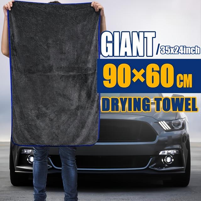TEMU 1pc 24"x35" Car Drying Towel - Ultra-absorbent, Soft, , Streak-free, Quick-dry Detailing Cloth, 600gsm Polyester, , Drying Towels | Car Detailing | Woven Texture, Car Towels